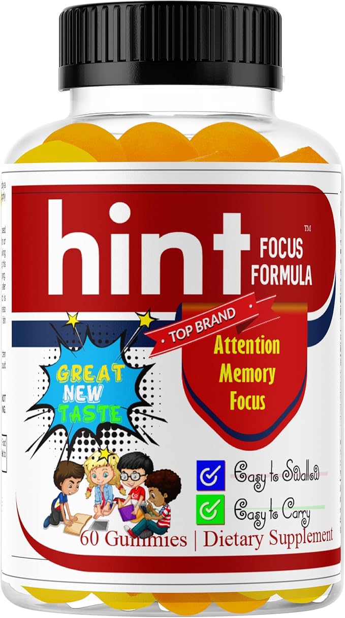 Hint Omega 3 6 9 Gummies for Kids &amp Teens – Brain Support Focus Gummies for Teens Kids Memory Vitamins Non-Fishy Low Sugar Non-Fishy – 60 Gummies