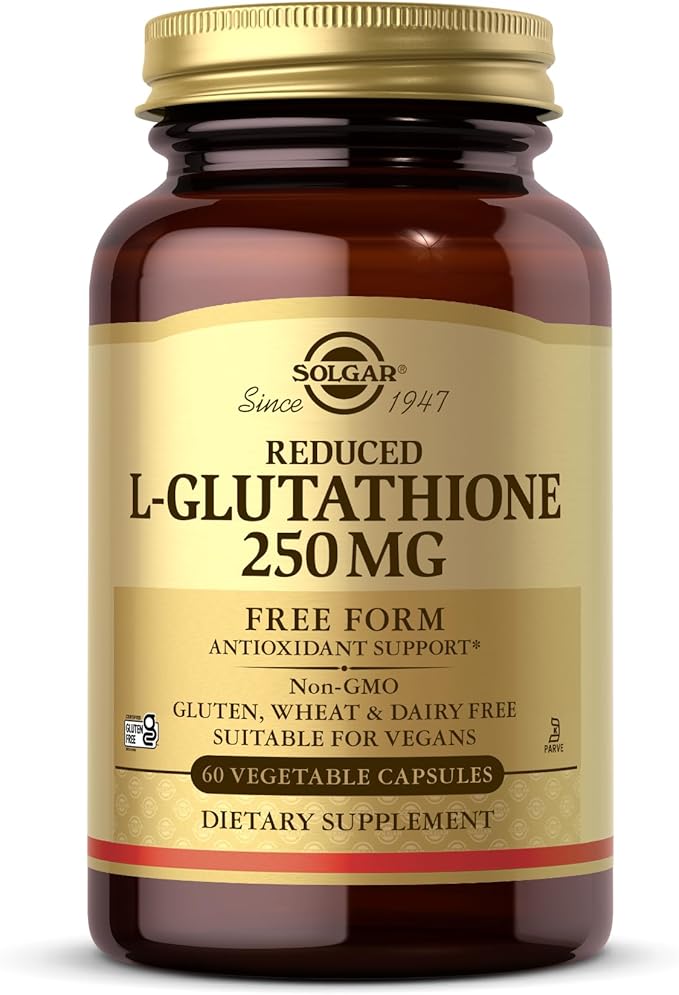 Solgar Reduced L-Glutathione 250 mg - 60 Vegetable Capsules - Antioxidant Support - Non-GMO Vegan Gluten Free Dairy Free Kosher - 60 Servings
