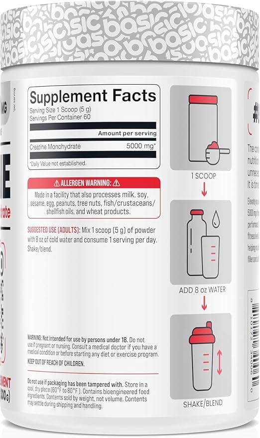 Micronized Creatine Monohydrate 5000mg per Serving Helps Enhance Power and Performance Helps Improve Strength Third Party Lab Tested Instant-Mix Gluten Free Vegan Friendly