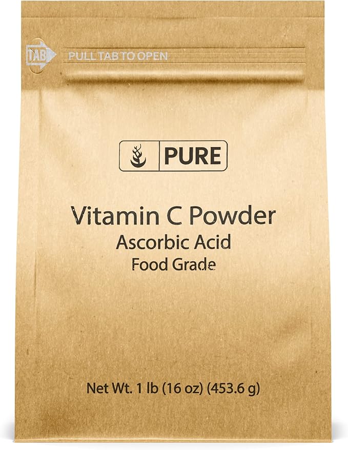 PURE ORIGINAL INGREDIENTS L-Lysine HCI and Vitamn C Powder Bundle 1 lb Each Non-GMO Gluten Free Dietary Supplements