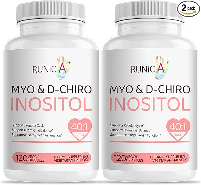 Myo-Inositol &amp D-Chiro Inositol (40:1 Ratio) - Supports Cycle Regularity &amp Ovarian Function - 240 Capsules 60-Day Routine Bundle