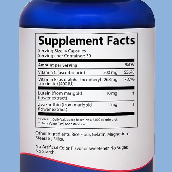 Doctor's Advantage Zinc-Free Eye Shield Vitamins - 120 Capsules 30-Day Supply - Lutein and Zeaxanthin Supplements with AREDS-2 Ingredients for Age-Related Eye Support