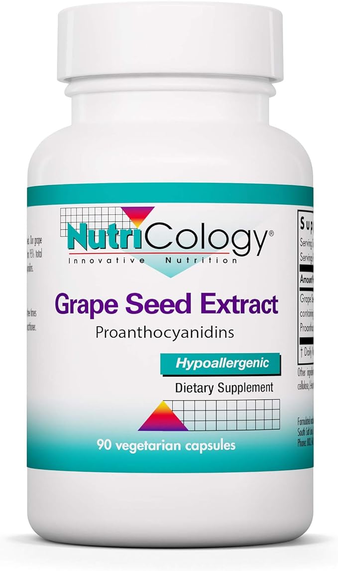 Nutricology Grape Pips - Grape Seed Extract Proanthocyanidins Polyphenols Herbal Supplement Organic 300mg Capsules - 90 Count