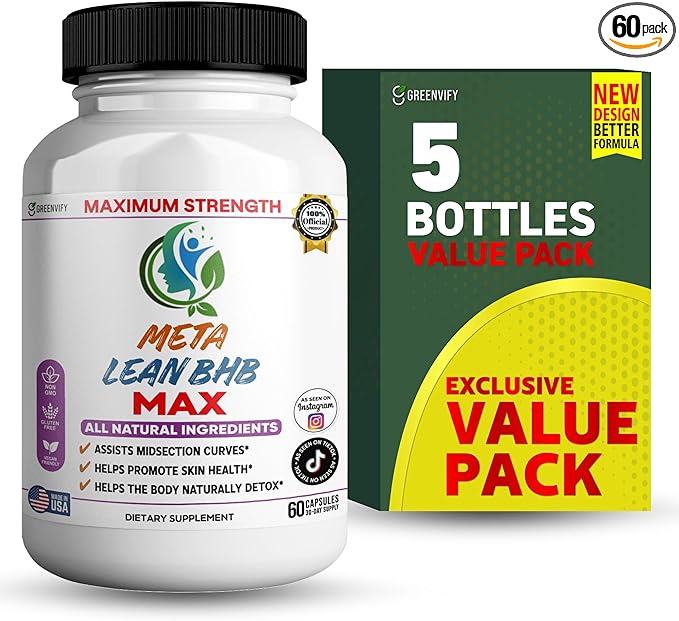 Meta Lean BHB Max Dietary Supplement Maximum Strength All Natural Ingredients 60 Capsules 30-Day Supply (5)