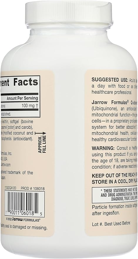 Jarrow Formulas Q-Absorb Coq10 100 Mg 120 Ct