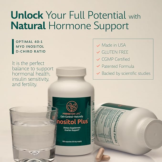 Inositol Plus Supplement for Women | Ovarian Health Hormone Balance Fertility Ovulation | 40:1 Myo-Inositol D-Chiro &amp 12 Ingredients | Developed by Medical Doctor | 120 Capsules