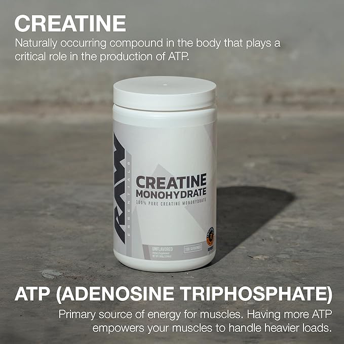 RAW Nutrition Creatine Monohydrate &amp Orange Pre-Workout Powder Bundle