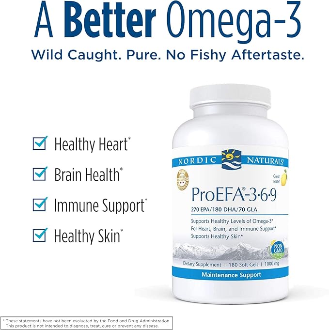 Nordic Naturals ProEFA 3-6-9 Lemon Flavor - 180 Soft Gels - 565 mg Omega-3 - EPA &amp DHA with Added GLA - Healthy Skin Cognition &amp Positive Mood - Non-GMO - 90 Servings