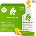 Healthycell Vegan Daily Multivitamin Liquid Supplement with Iron and Omega-3 25+ Essential Vitamins Minerals &amp Nutrients for Brain &amp Heart Health Immune Support &amp Energy - 30 Gel Packs