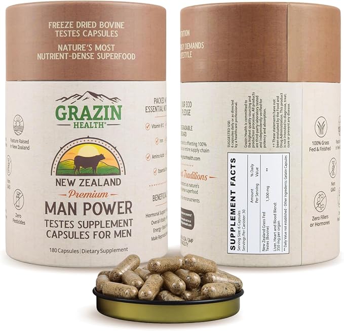 Men’s Vitality Bundle | Whole-Food Organ Complex + Man Power Capsules + Grass-Fed Collagen | New Zealand Sourced Hydrolyzed Collagen &amp Bovine Organ Supplements for Daily Wellness