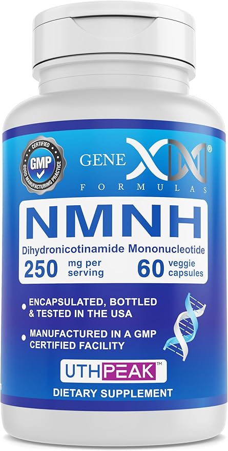 Genex Formulas 250mg NMNH (60 Capsules - 30 Servings) | Uthpeak™ NMNH (Dihydronicotinamide Mononucleotide) NAD+ Precursor for Healthy Aging - Non-GMO Gluten-Free Vegetarian