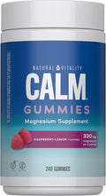 Natural Vitality Calm Magnesium Gummies | 330mg Per Serving | Raspberry Lemon Flavored Supplement | Gluten-Free &amp Vegan | 240 Count