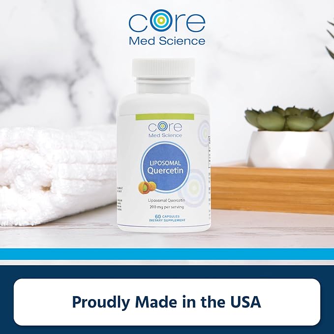 Core Med Science Liposomal Quercetin Supplement 200mg - Physician Formulated Supports Histamine Balance Immune Support &amp Antioxidant Defense - High Absorption Bioavailable Capsules Made in USA
