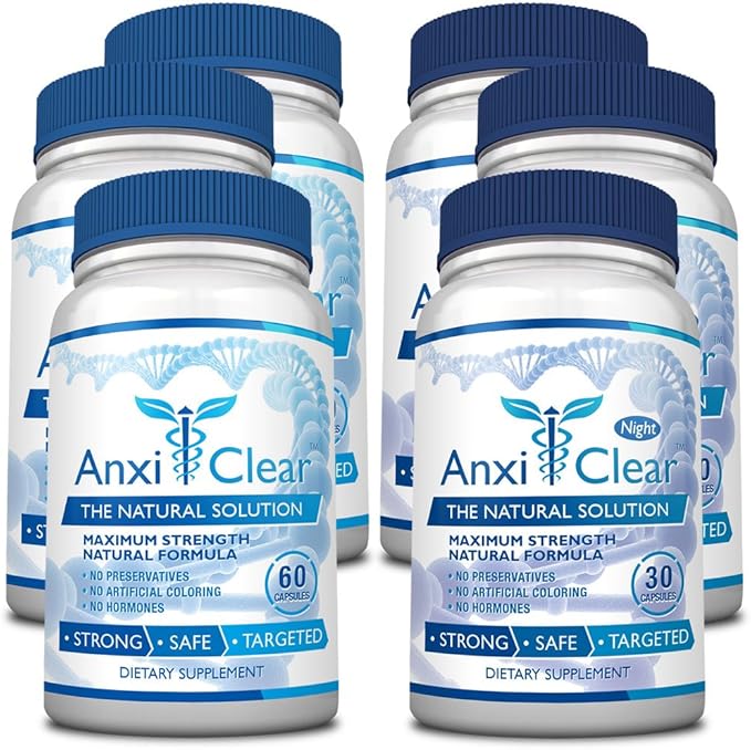 Consumer Health AnxiClear - Boosts Mood Calms The Mind Elevates Serotonin Levels - 5-HTP L-thianine - 1 Day + 1 Night