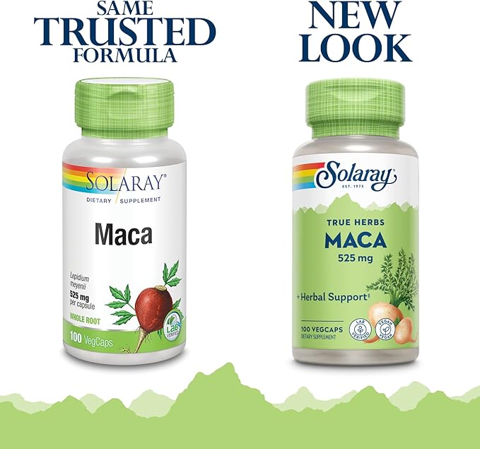 SOLARAY Maca Root 525mg Energy &amp Vitality Support Non-GMO Vegan 100 VegCaps
