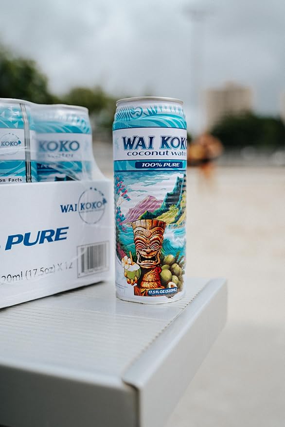 Wai Koko Coconut Water 100% Pure Coconut Water 17.5 Fl Oz (Pack of 12)