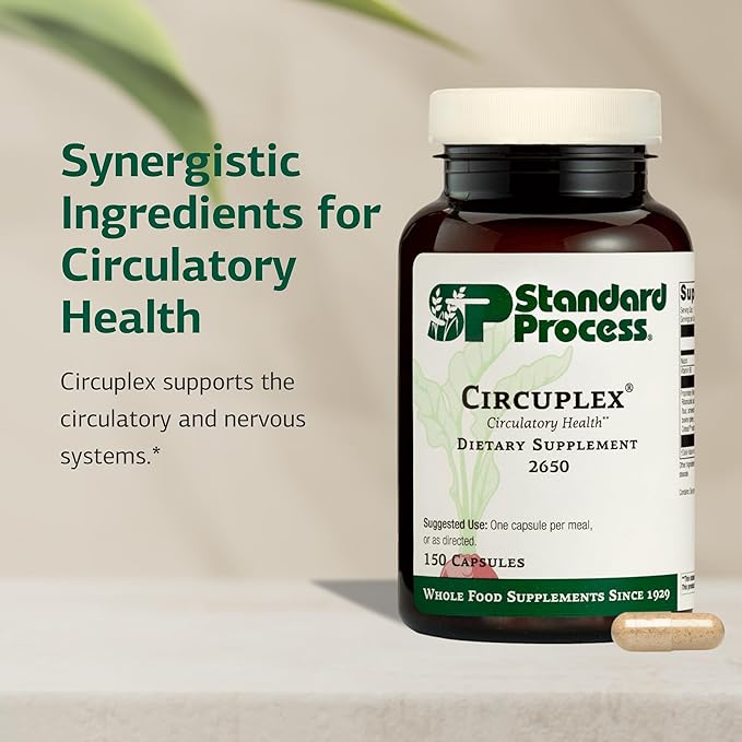 Standard Process Circuplex - Vascular &amp Nervous System Support - Blood Health Supplement with Niacin &amp Vitamin B6 - Non-Dairy Whole Food-Based Supplement - 150 Capsules