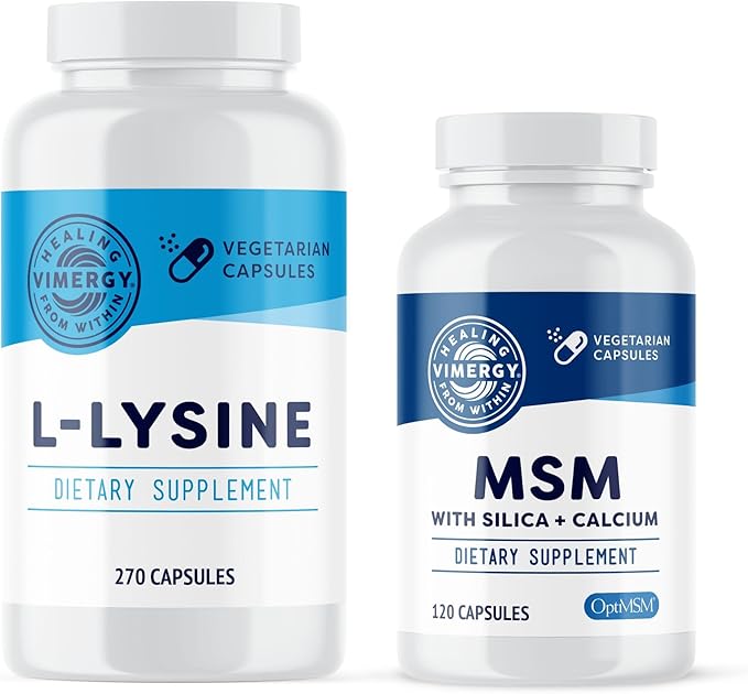 Vimergy L-Lysine (270 Capsules) &amp MSM (120 Capsules) Kit