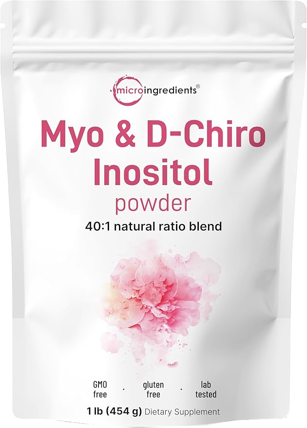 Micro Ingredients Myo-Inositol &amp D-Chiro Inositol Powder 1lb (221 Servings) | 40:1 Ideal Ratio Inositol Supplement for Women | Supports Hormonal Balance &amp Ovarian Health | Non-GMO Vegan Fil