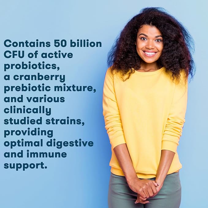 Women’s Probiotic 50 Billion CFUs with Prebiotics &amp Cranberry Supports Digestive Immune &amp Vaginal Health 60 Capsules