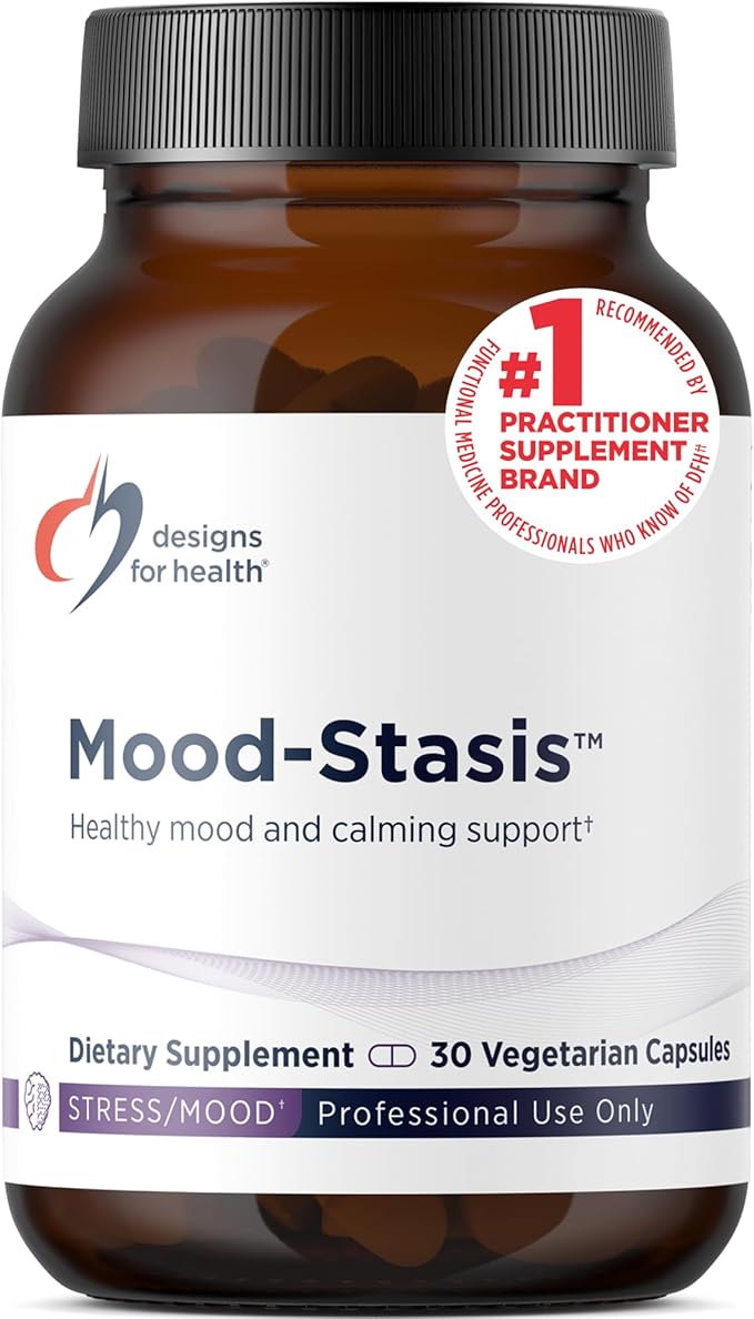 Designs for Health Mood-Stasis - 5-MTHF Methyl Folate + Methyl B12 Saffron Extract for Mood Support &amp Calming Support (30 Capsules)