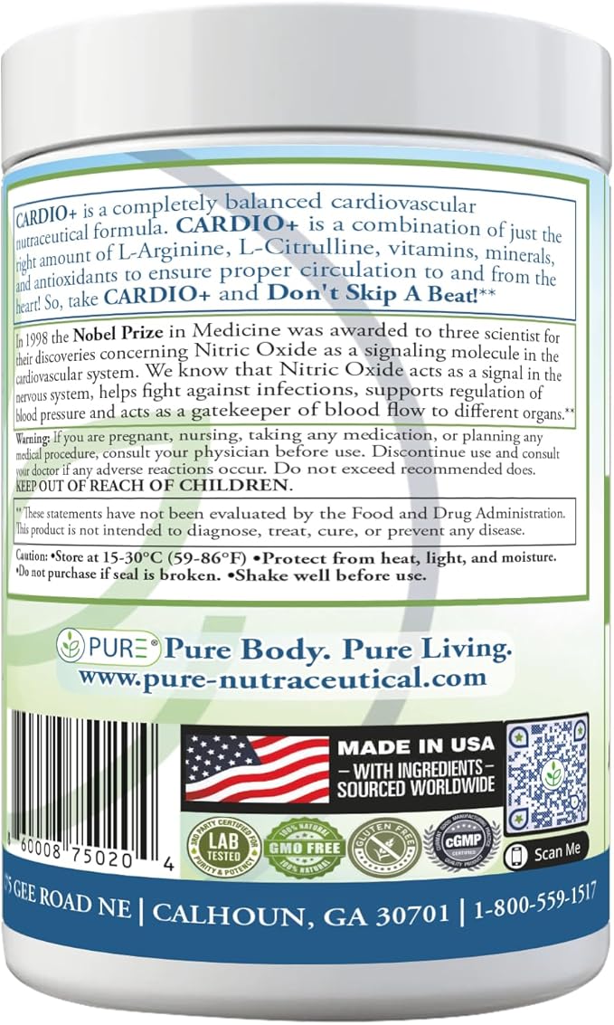 Cardio 911® Nitric Oxide Heart &amp Circulation Support - 5000mg L-Arginine &amp 1000mg L-Citrulline - Mixed Berry 30 Servings Powder 363 Grams - CoQ10 Beet Root - High Potency Cardiovascular Form