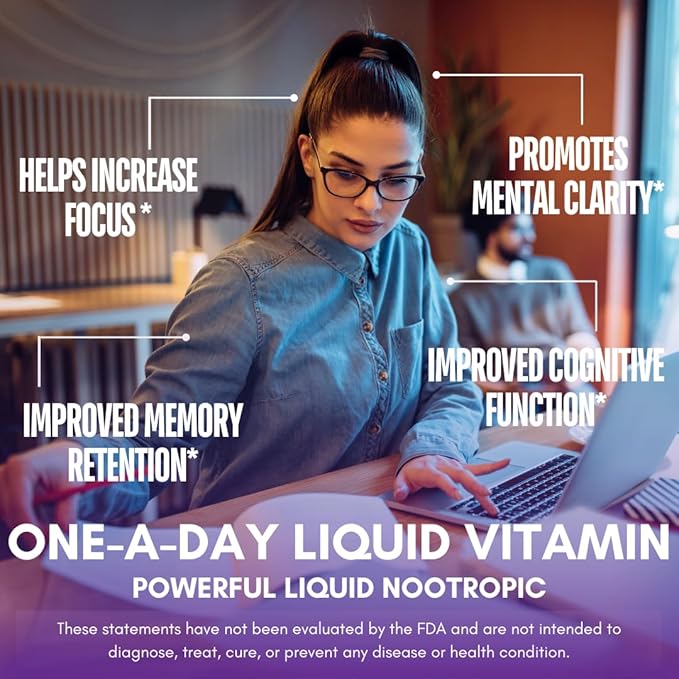 Tropical Oasis - Brain Power | Liquid Nootropic Supplement - Promotes Mental Clarity Focus and Memory Retention (Unflavored 32 Servings)