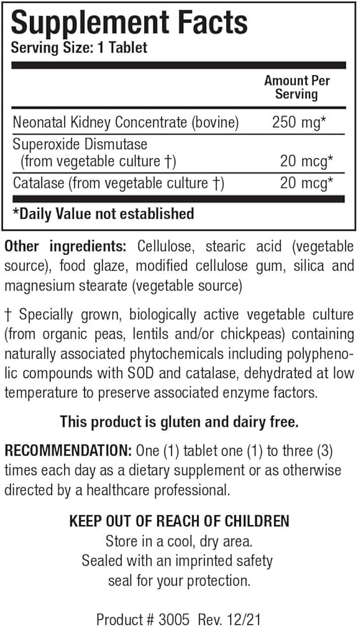 Biotics Research Cytozyme KD Neonatal Kidney Supports Renal Health Heart Health SOD Catalase Potent Antioxidant Activity 60 Tablets
