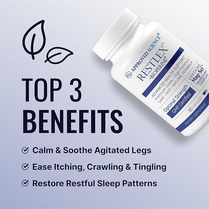 Approved Science Restlex - 420 mg Magnesium Glycinate Blend L-theanine 200 mg - 60 Capsules - Pack of 2