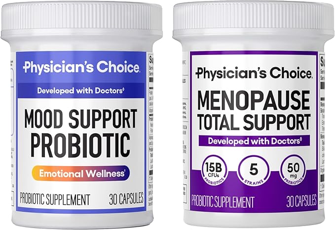 Physician's CHOICE Keep Your Cool Bundle: Mood Support Probiotic + Menopause Probiotic - Supports Hormone Balance Hot Flashes &amp Balanced Mood