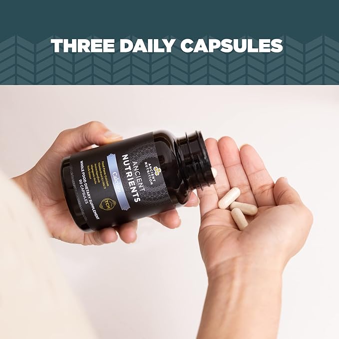 Calcium Supplement with Vitamin D and Vitamin K2 by Ancient Nutritiion Supports Bone Health and Immune Support Muscle Recovery Paleo and Keto Friendly 90 Ct