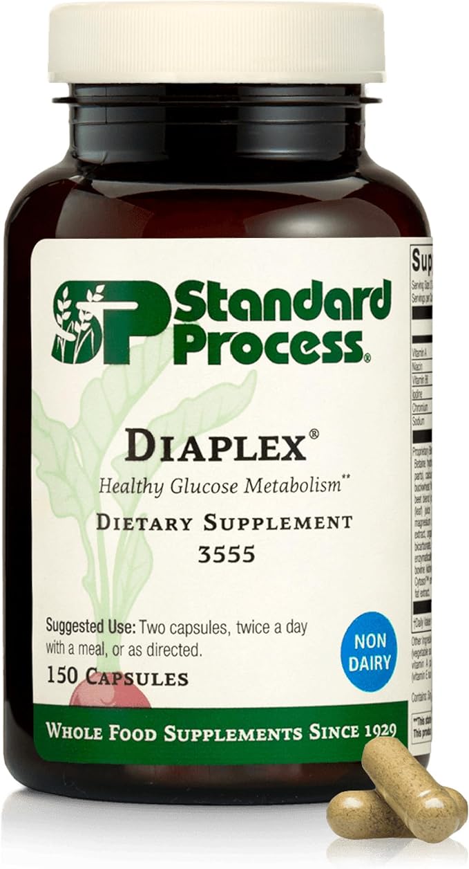 Standard Process Diaplex - Supplement for Pancreas &amp Gallbladder Support - Contains Chromium &amp Antioxidant Vitamin A - Non-Dairy - 150 Capsules (75 Servings)