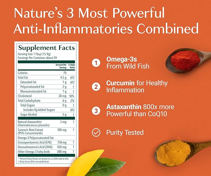 AlgaeCal Bundle - Plant Based Calcium Supplement with Vitamin D3 for Bone Health &amp Strength &amp Triple Power Omega-3 Fish Oil Natural Liquid Emulsion with EPA &amp DHA Curcumin Astaxanthin