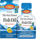 Carlson - The Very Finest Fish Oil Grab + Go Packets Single-Serving 1600 mg Omega-3s Norwegian Wild Caught Sustainably Sourced Box of 15 Packets 5 mL Each