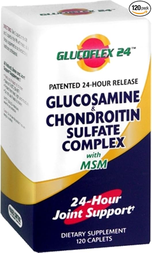 Windmill GLUCOFLEX GLUCOSAMINE &amp CHONDROITIN SULFATE with MSM 24-Hour Joint Support Dietary Supplement CAPLETS- 120 Count (Pack of 10)