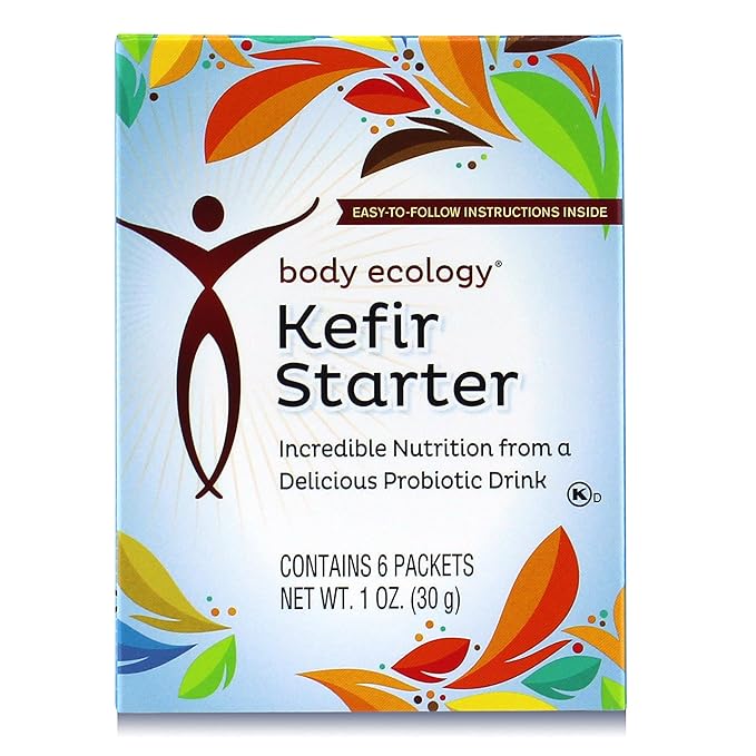 Body Ecology Kefir Starter | Nutritious Probiotic Drink | Aids in Optimal Digestive Health | Non-GMO | Gluten-Free and Vegetarian | 6 Packets