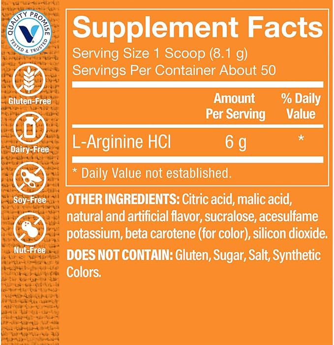 The Vitamin Shoppe L-Arginine - Nitric Oxide Production Circulation &amp Exercise Performance Support