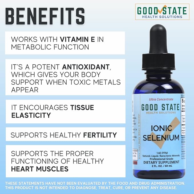 Good State Liquid Ionic Minerals - Selenium Ultra Concentrate - (10 drops equals 70 mcg) (100 servings per bottle)