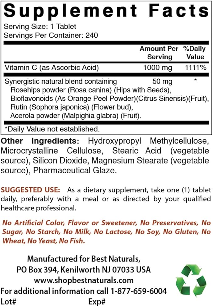 Best Naturals L-Lysine 500 mg &amp Vitamin C 1000 mg