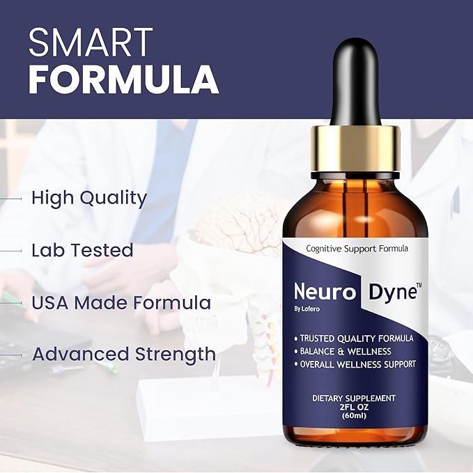 (2 Pack) NeuroDyne Drops NeuroDyne Supplement Memory &amp Focus Mind Energy Health Support Natural Formula Neuro Dyne Liquid Overall Wellness Support Nootropic Clarity Vitamin - Made in USA (4 oz)