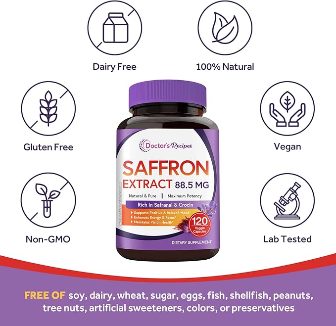 Doctor's Recipes Women’s Probiotics + Saffron Bundle (Pack of 2) | 200B CFUs 36 Strains Probiotic (Item 1) &amp 88.5 mg Saffron Extract Supplement (Item 2) | 30 Capsules + 120 Capsules