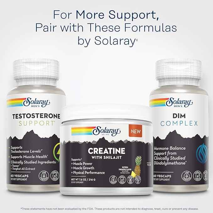 SOLARAY Creatine with Shilajit – Muscle Power and Growth Support with Creatine Monohydrate and L-Leucine Amino Acids – Natural Pineapple Flavor – Vegan Gluten Free – 30 Servings 7.6 OZ