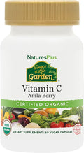 NaturesPlus Source of Life Garden Vitamin C - 60 Capsules - Immune System Support - USDA Certified Organic Non-GMO Vegan Gluten Free - 30 Servings
