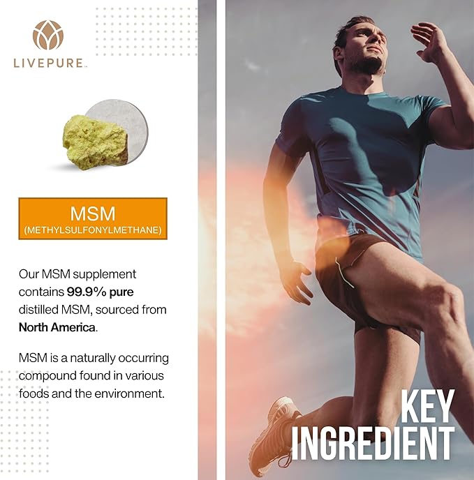PURE | Organic Sulfur MSM | 180 Capsules | Premium MSM Powder for Joint Health | MSM Powder for Hair Growth and for Enhanced Health of Hair Skin and Nails | Vegan Non-GMO and Gluten Free