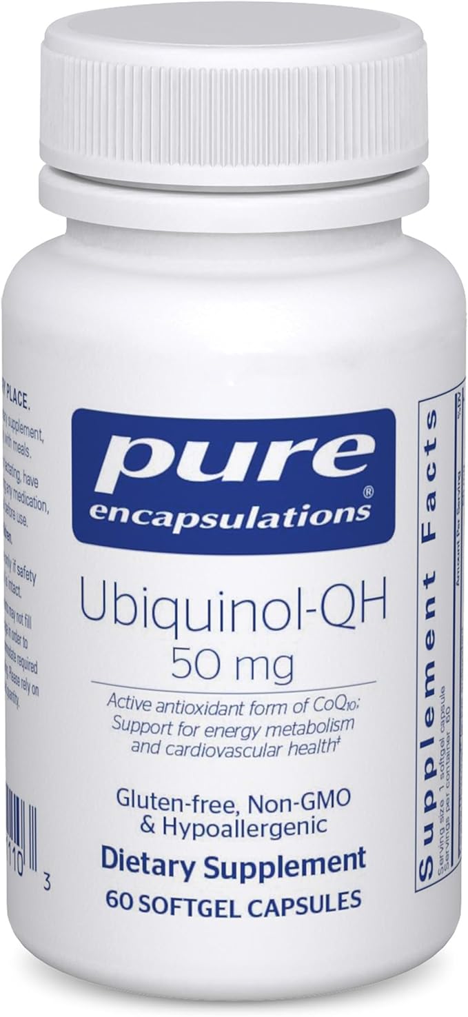 Pure Encapsulations Ubiquinol-QH 50 mg | Active Form of CoQ10 to Support Immune Health Cellular Energy and Cardiovascular Health* | 60 Softgel Capsules