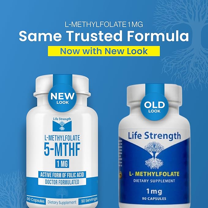 L Methylfolate 1mg | 180 Capsules | Optimized &amp Highly Bioactive Methyl Folate Supplement | 5-MTHF Supports for Energy Focus &amp Mood | Non-GMO Gluten Free Vegan | 6 Month Supply