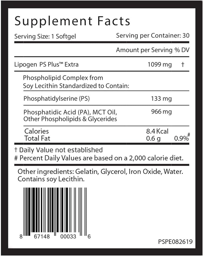 PS Plus Extra Brain Booster Supplement – 133mg Phosphatidylserine for Memory Focus &amp Cognitive Support – Premium Brain Health Formula – One Month Supply (Pack of 2-60 Softgels)