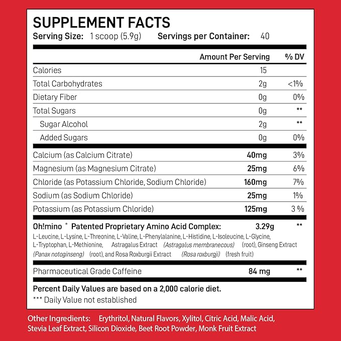 Oh!mino Essential Amino Acids Supplement Drink Powder Tropical Splash Cafeeinated Powder All 9 EAAs BCAAs and The Perfect Amino for Workouts Amino Energy and to Build Muscle and Recover Faster