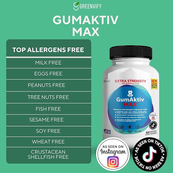 GumAktiv Max Probiotic Supplement 40 Billion CFU 60 Capsules Advanced Formula for Digestive Health (3)