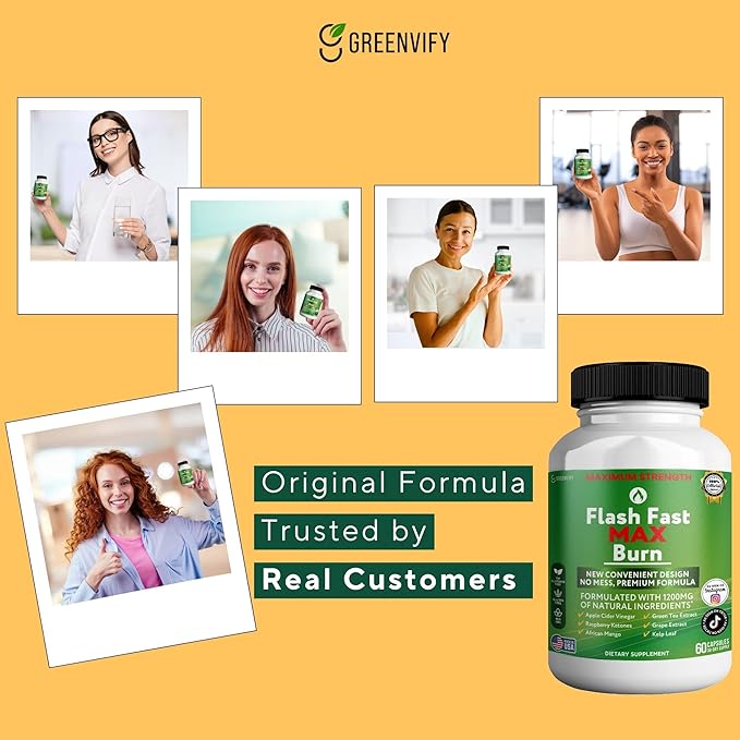 Flash Fast Max Burn Dietary Supplement Natural Ingredients 60 Veggie Capsules 30-Day Supply (2)
